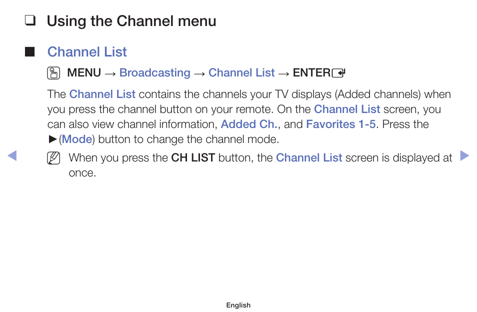 Using the channel menu, Channel list o | Samsung PN51F5300AFXZA User Manual | Page 7 / 157