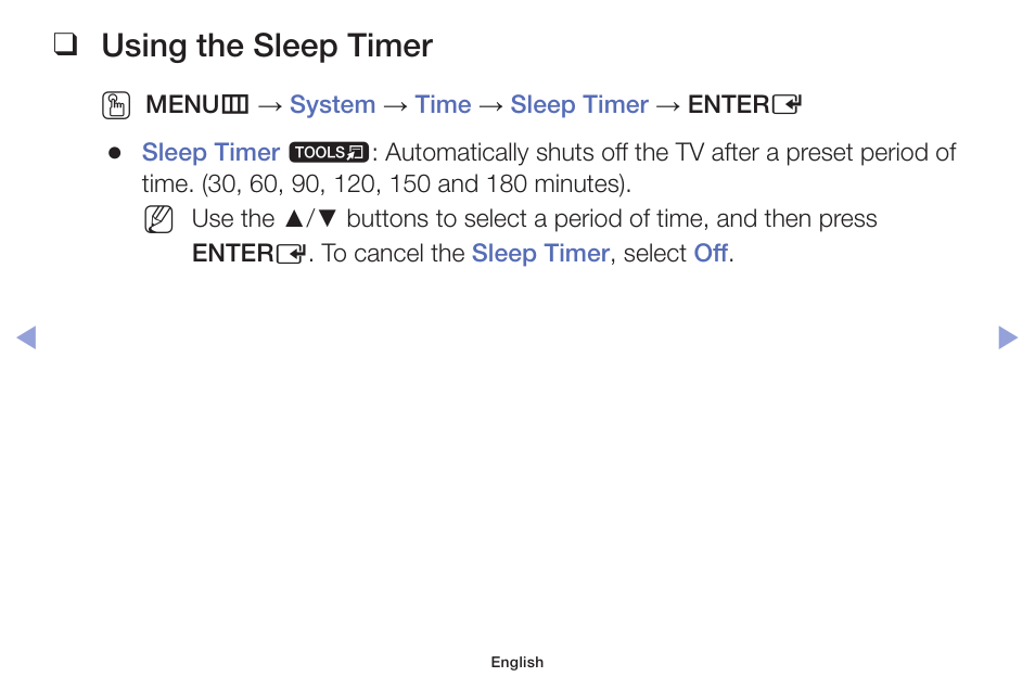Using the sleep timer | Samsung PN51F5300AFXZA User Manual | Page 73 / 157