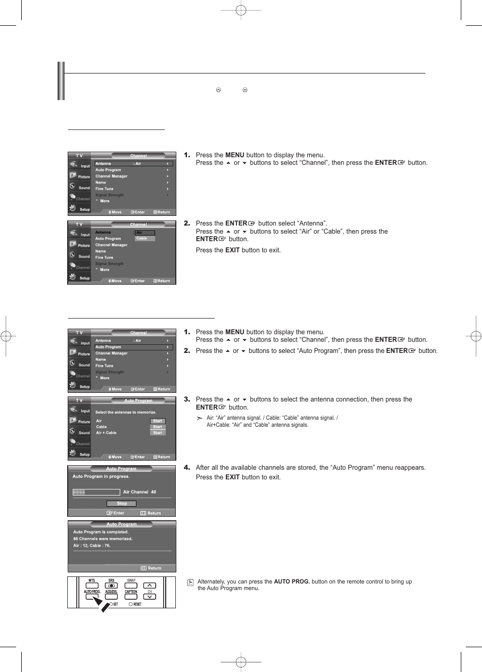 Memorizing the channels | Samsung LNS3252DX-XAA User Manual | Page 18 / 186