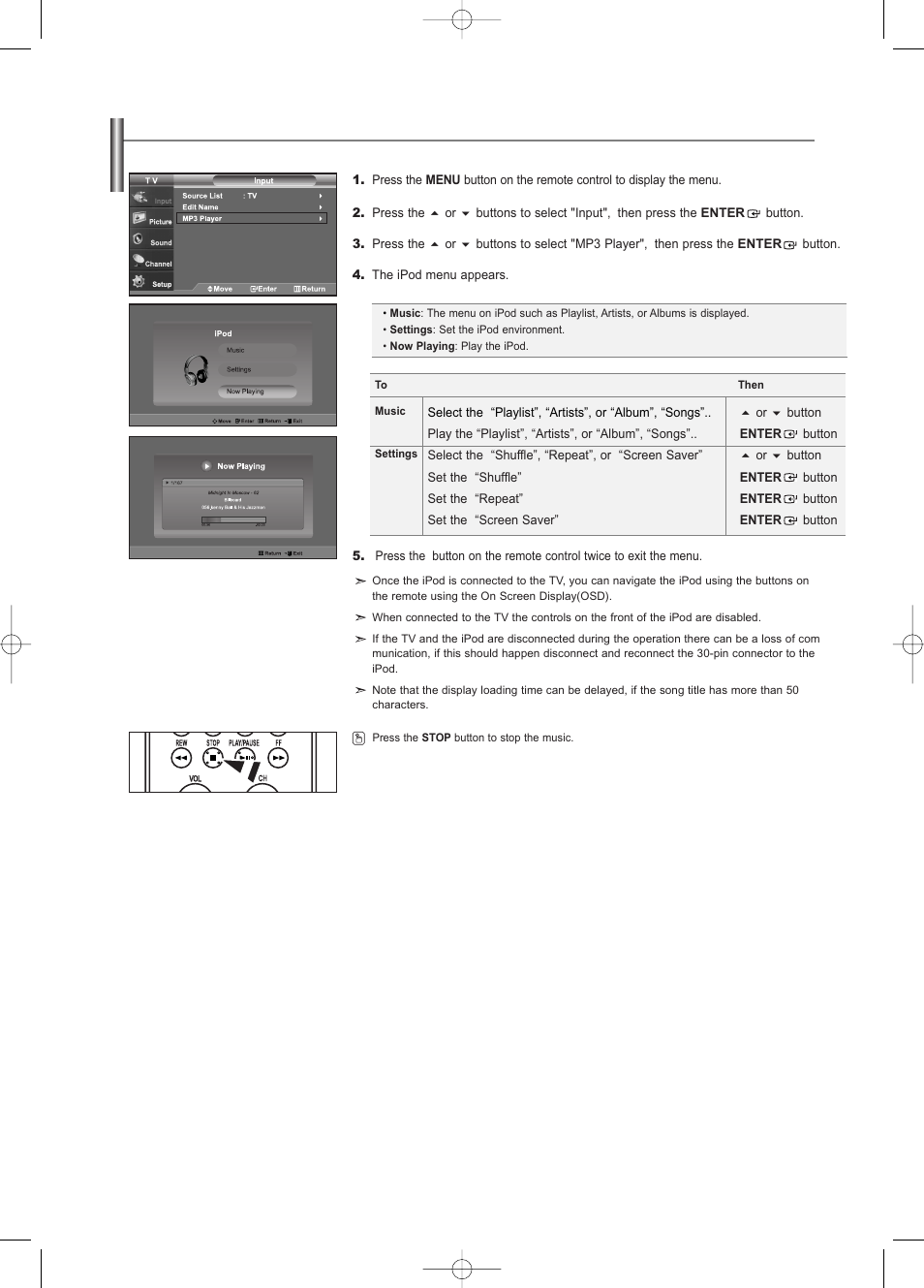 How to play the ipod | Samsung LNS3252DX-XAA User Manual | Page 57 / 186