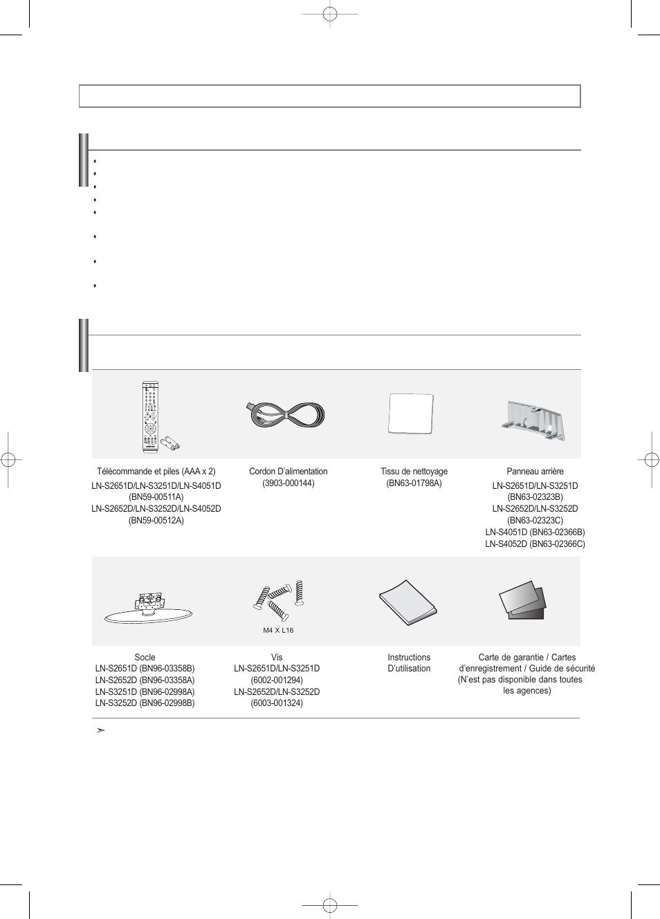 Informations générales | Samsung LNS3252DX-XAA User Manual | Page 66 / 186