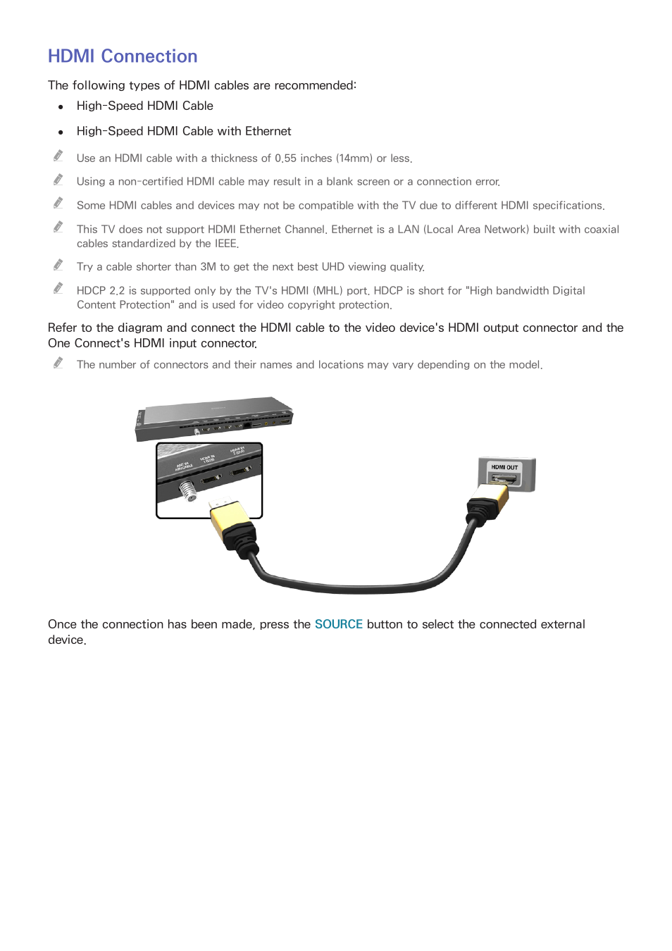 Hdmi connection | Samsung UN78HU9000FXZA User Manual | Page 15 / 244
