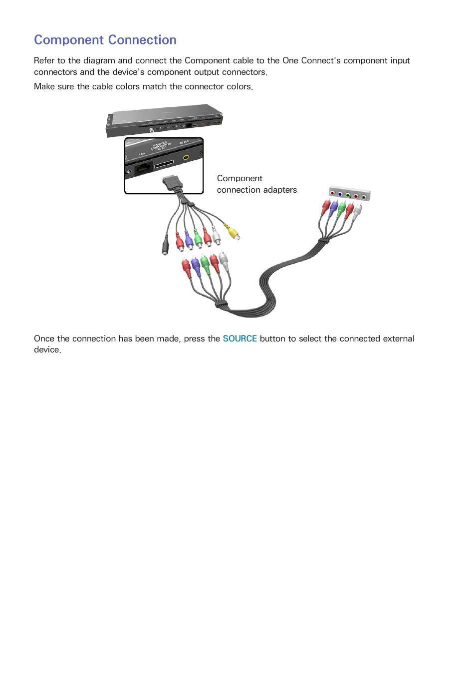Component connection | Samsung UN78HU9000FXZA User Manual | Page 16 / 244