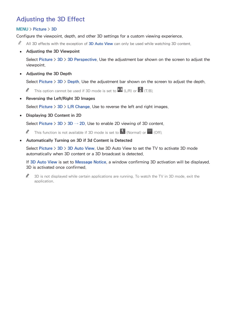 165 adjusting the 3d effect, Adjusting the 3d effect | Samsung UN78HU9000FXZA User Manual | Page 171 / 244