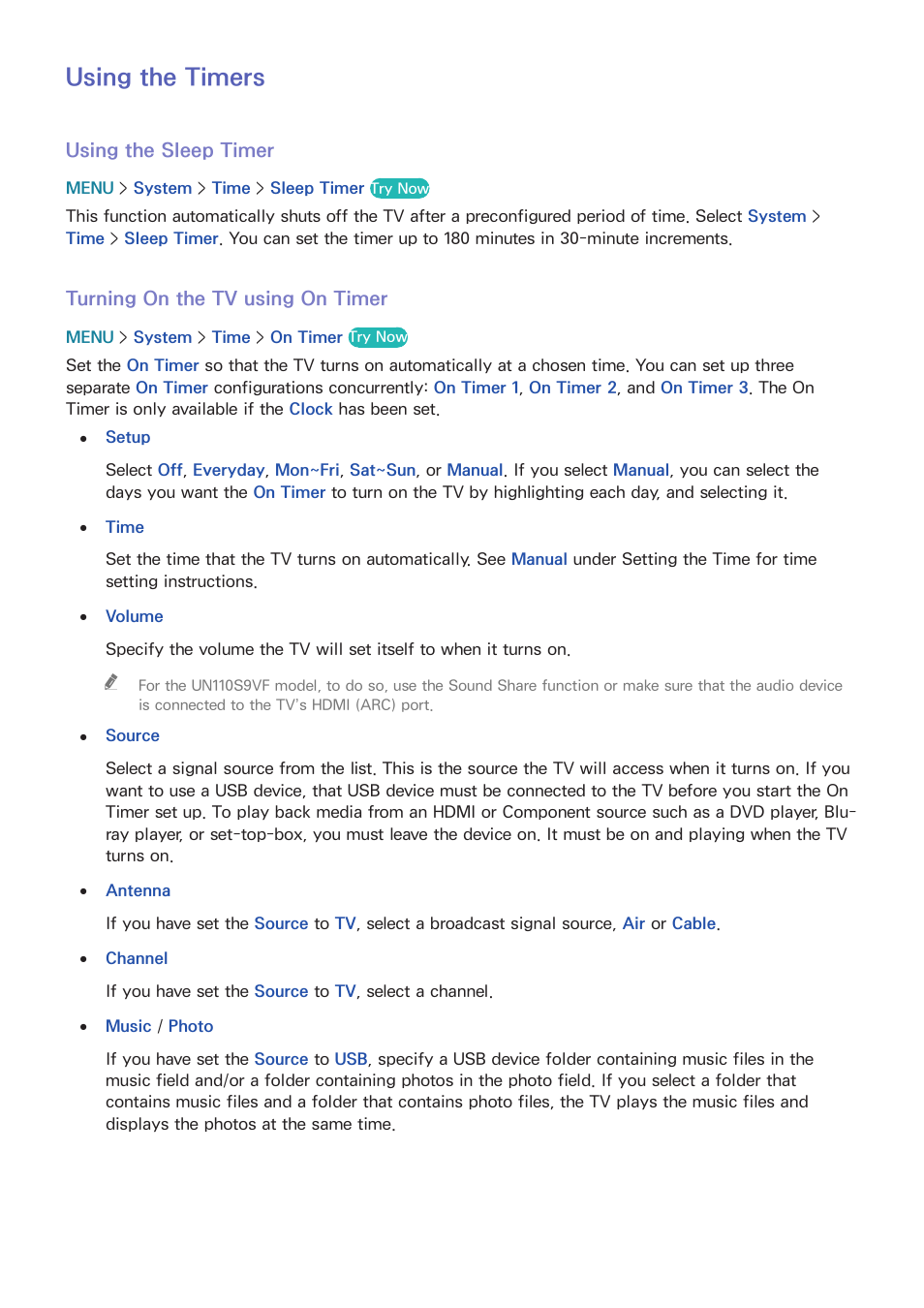 180 using the timers, Using the timers | Samsung UN78HU9000FXZA User Manual | Page 186 / 244