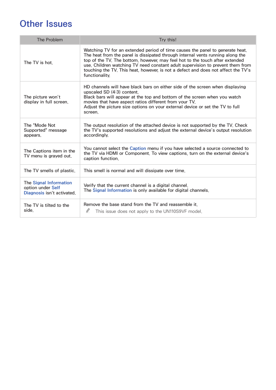 Other issues | Samsung UN78HU9000FXZA User Manual | Page 213 / 244