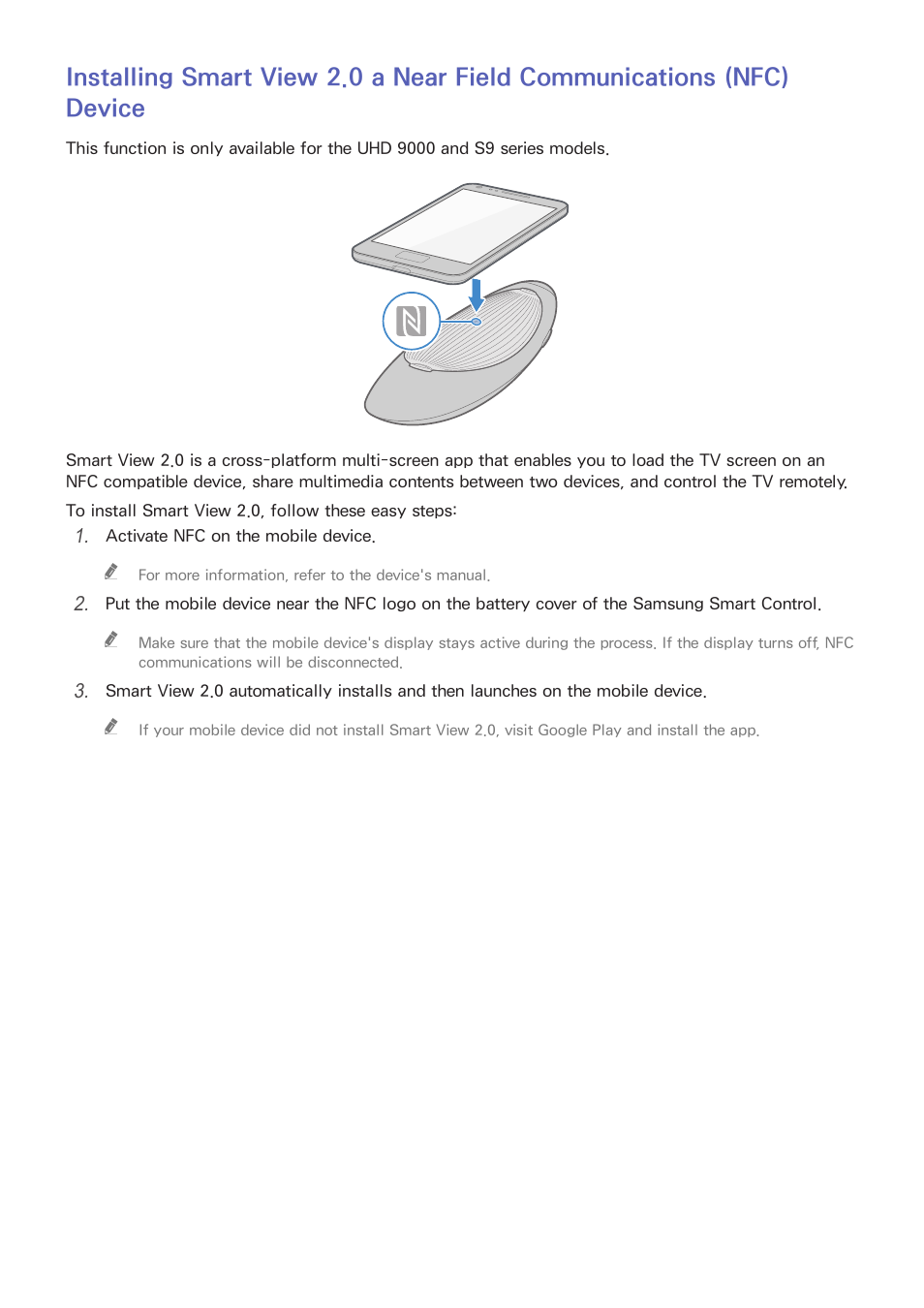 Nfc) device | Samsung UN78HU9000FXZA User Manual | Page 42 / 244