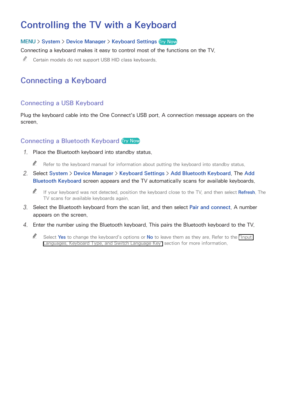 Controlling the tv with a keyboard, Connecting a keyboard | Samsung UN78HU9000FXZA User Manual | Page 47 / 244