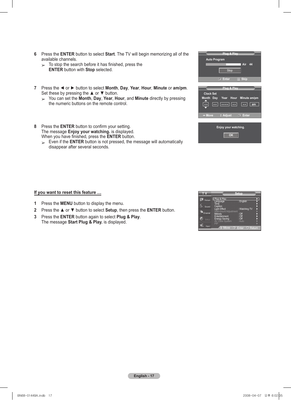 Samsung PL50A450P1XZP User Manual | Page 17 / 123