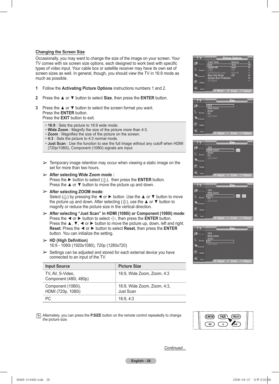 Samsung PL50A450P1XZP User Manual | Page 26 / 123