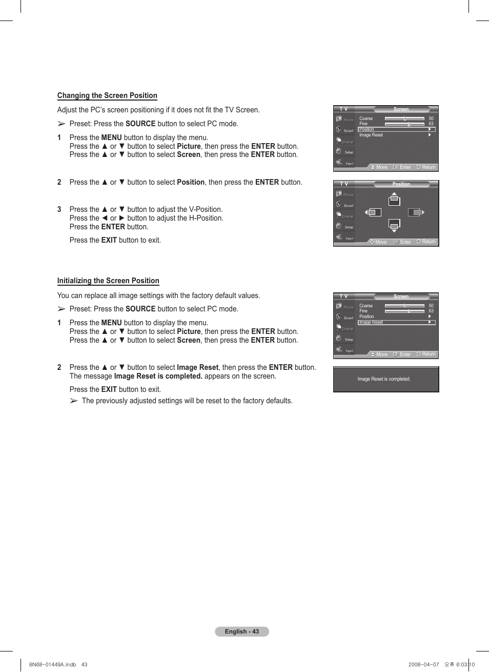 Samsung PL50A450P1XZP User Manual | Page 43 / 123