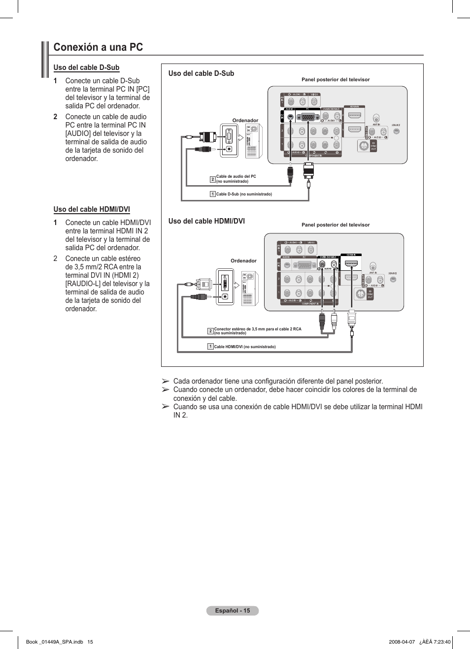Conexión a una pc | Samsung PL50A450P1XZP User Manual | Page 77 / 123