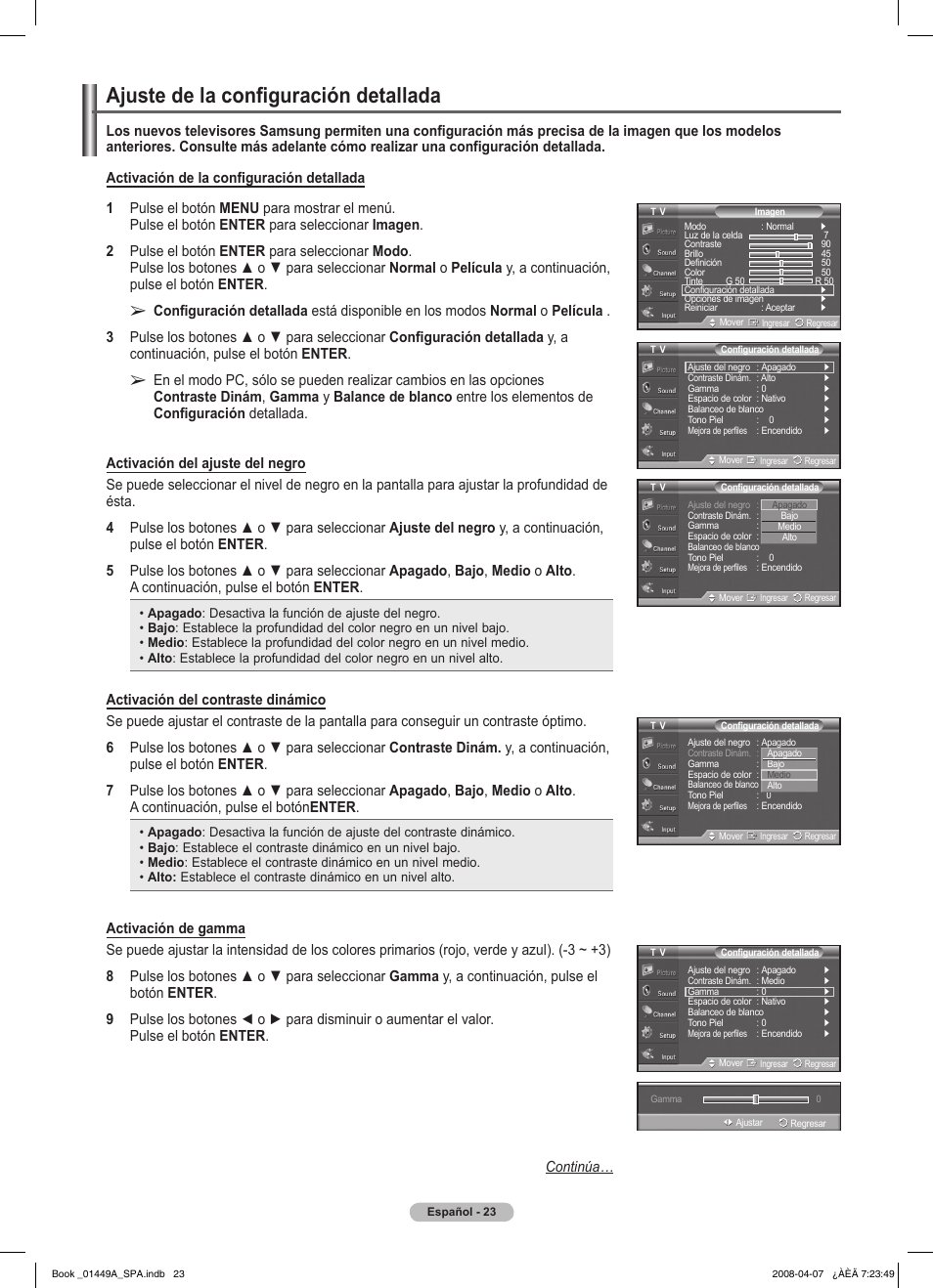 Ajuste de la configuración detallada | Samsung PL50A450P1XZP User Manual | Page 85 / 123