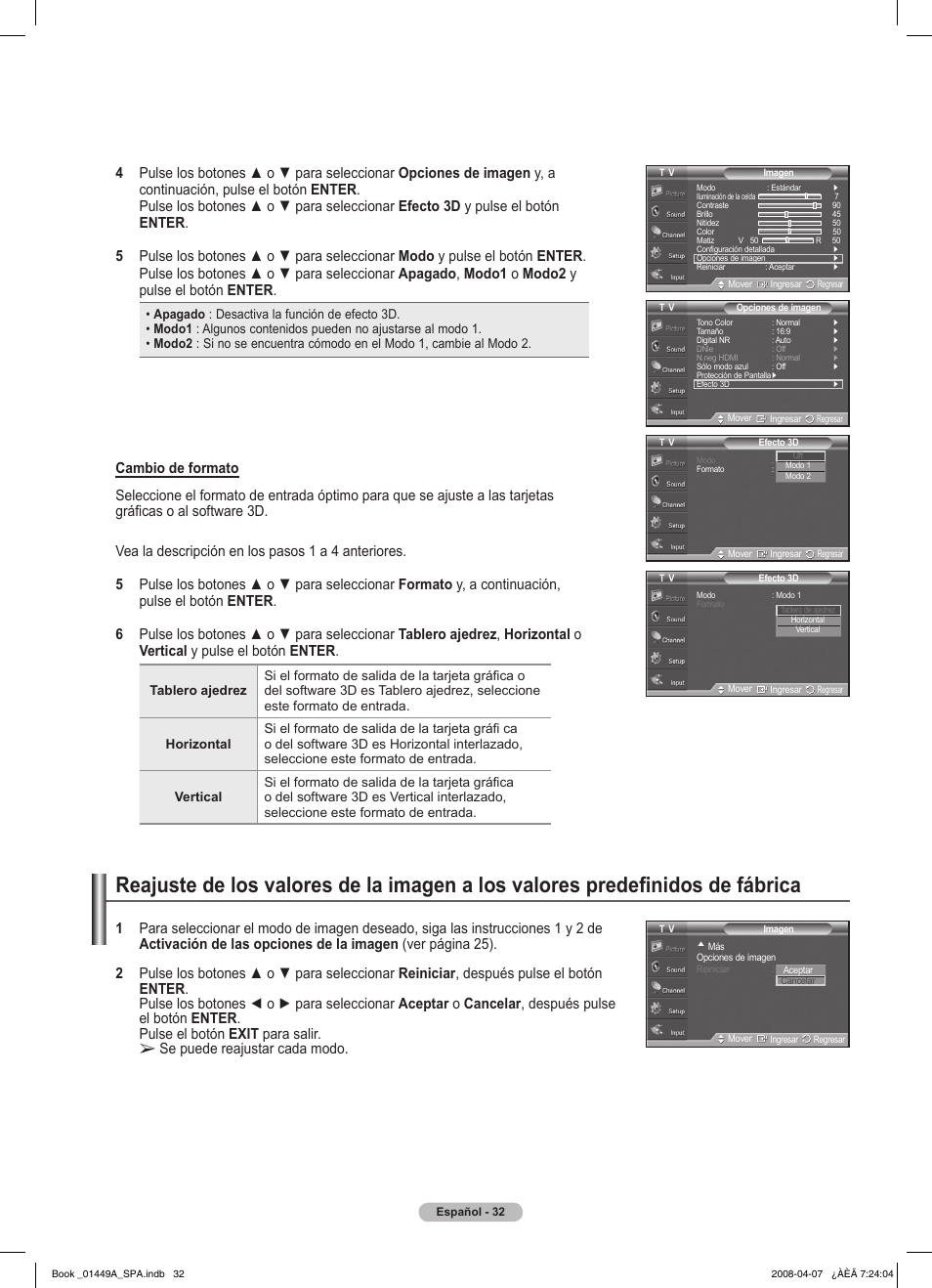 Se puede reajustar cada modo | Samsung PL50A450P1XZP User Manual | Page 94 / 123