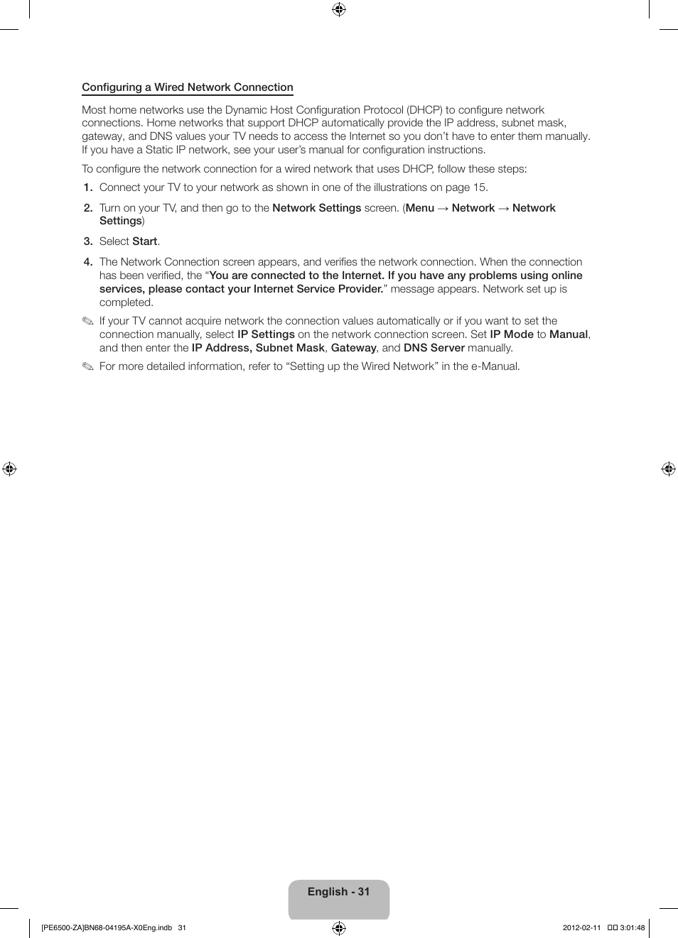 Samsung PN60E6500EFXZA User Manual | Page 31 / 43