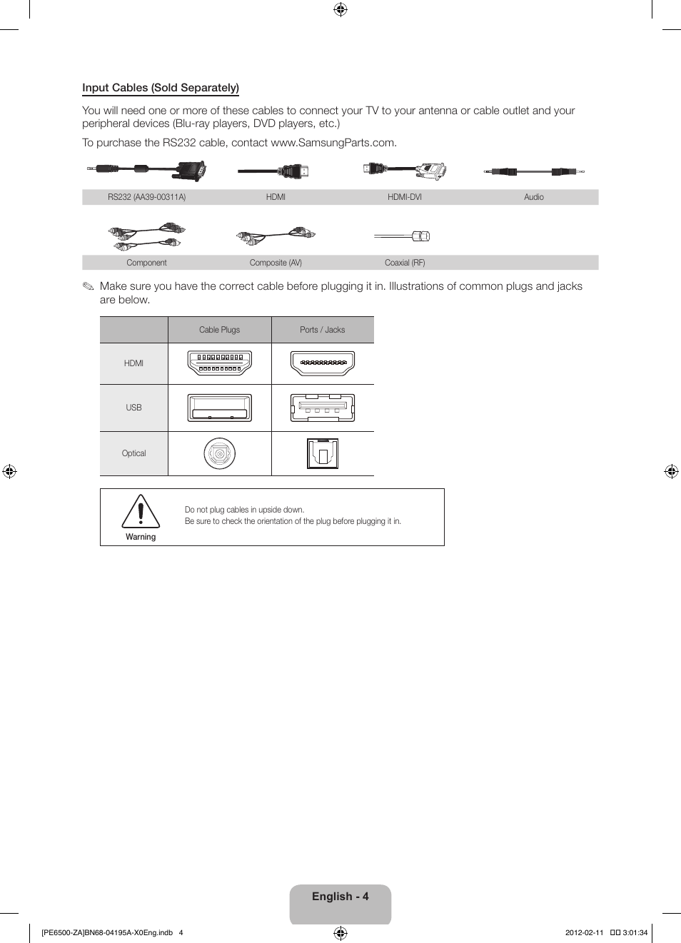 Samsung PN60E6500EFXZA User Manual | Page 4 / 43