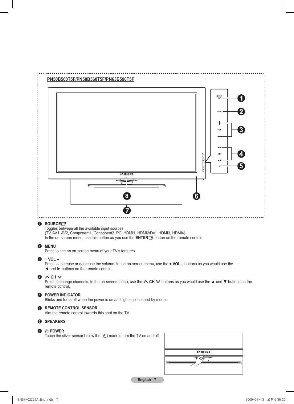 Samsung PN58B560T5FXZA User Manual | Page 7 / 107