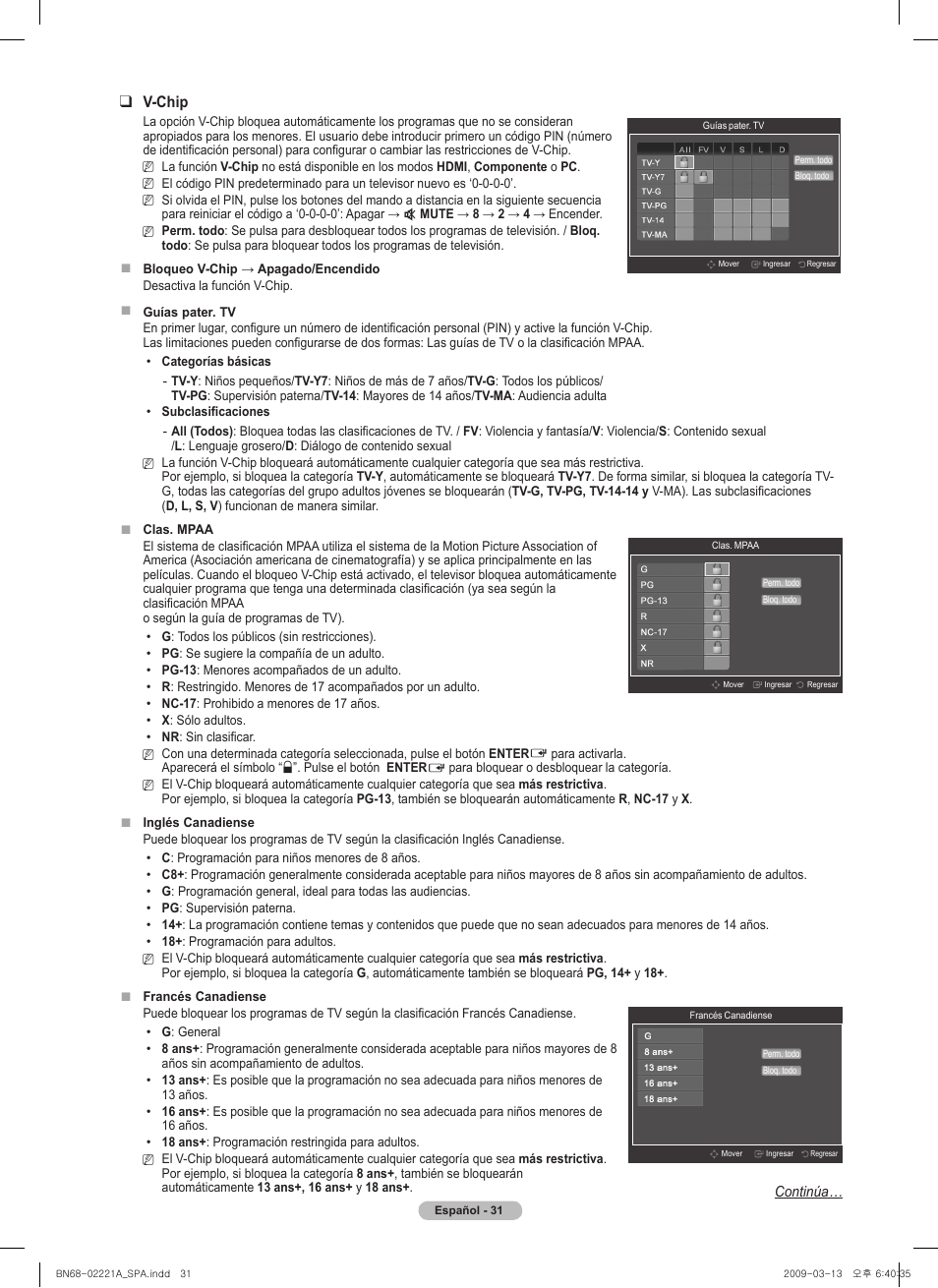 V-chip | Samsung PN58B560T5FXZA User Manual | Page 84 / 107