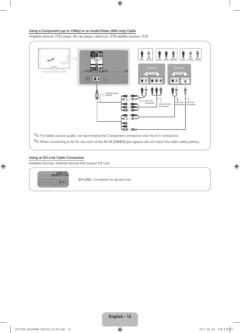 English - 12, Device | Samsung PN59D7000FFXZA User Manual | Page 12 / 67