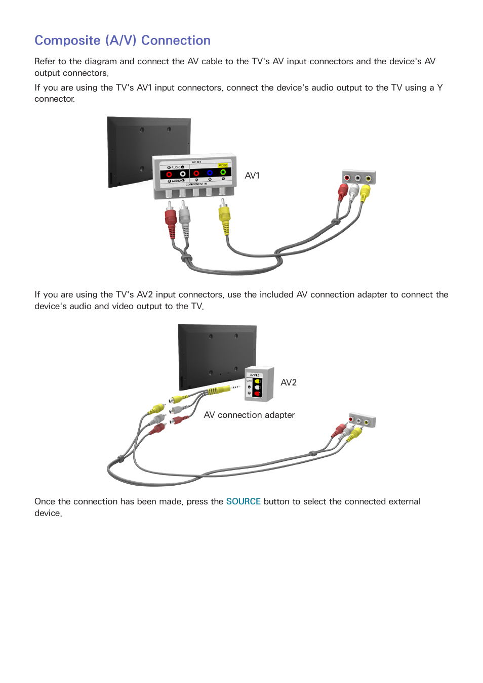 Composite (a/v) connection | Samsung UN65H8000AFXZA User Manual | Page 17 / 230