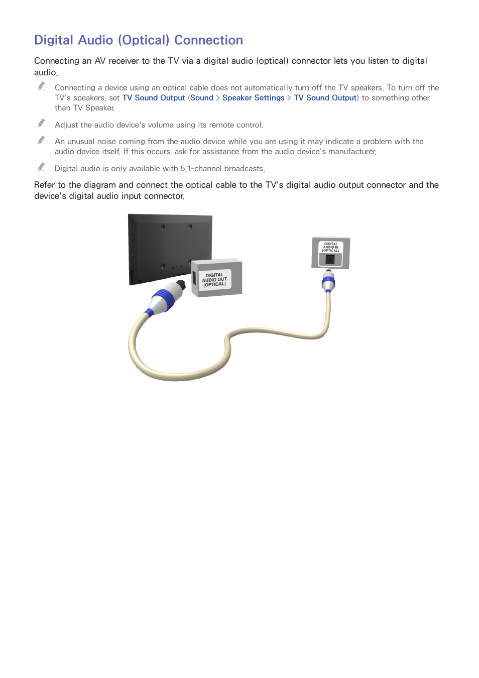 Digital audio (optical) connection | Samsung UN65H8000AFXZA User Manual | Page 19 / 230
