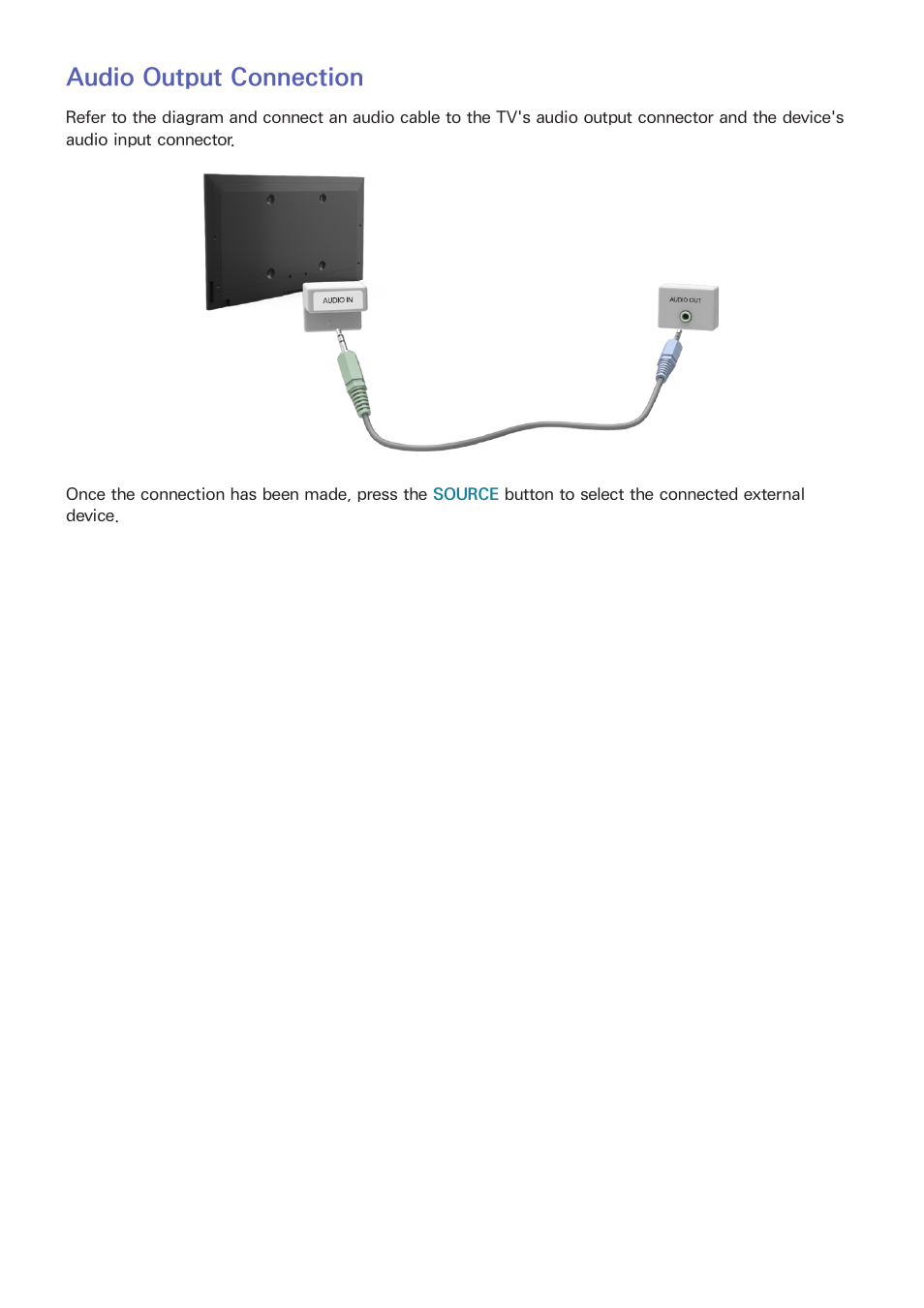 Audio output connection | Samsung UN65H8000AFXZA User Manual | Page 20 / 230