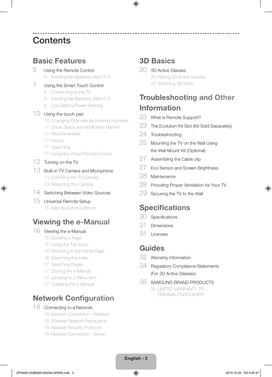 Samsung PN60F8500AFXZA User Manual | Page 3 / 38