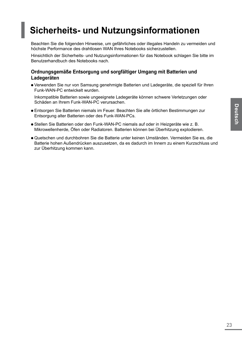 Sicherheits- und nutzungsinformationen | Samsung XE500C21-A04US User Manual | Page 23 / 87
