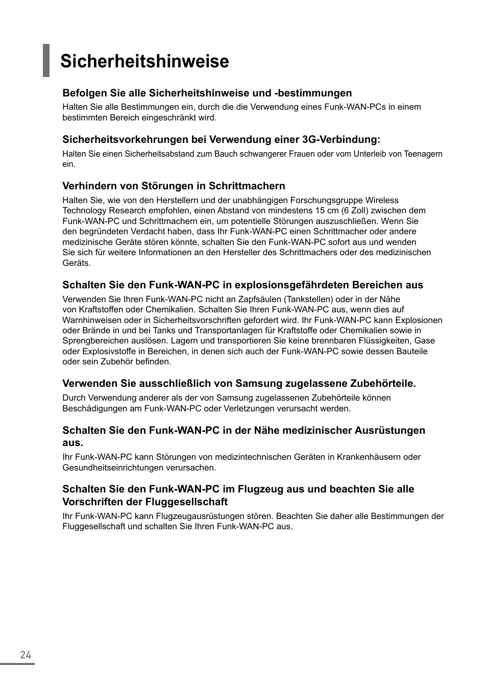 Sicherheitshinweise | Samsung XE500C21-A04US User Manual | Page 24 / 87