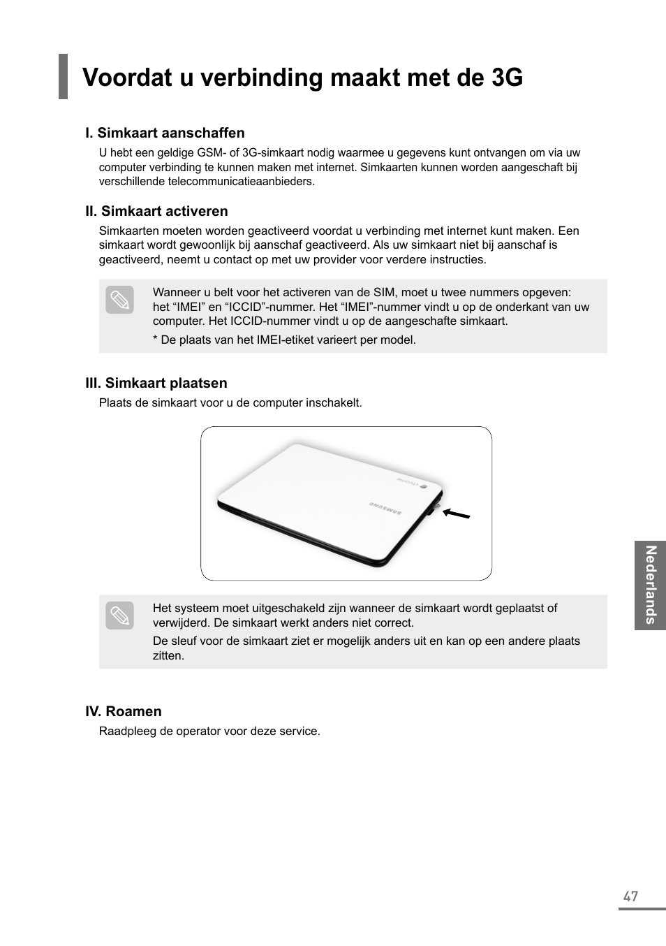 Voordat u verbinding maakt met de 3g | Samsung XE500C21-A04US User Manual | Page 47 / 87