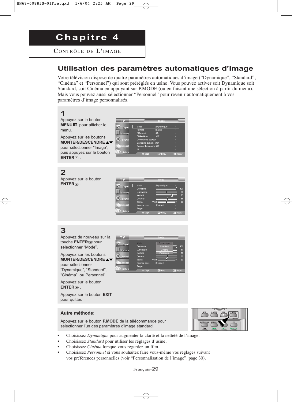 Utilisation des paramètres automatiques d’image | Samsung LNR238WXCX-XAA User Manual | Page 120 / 258