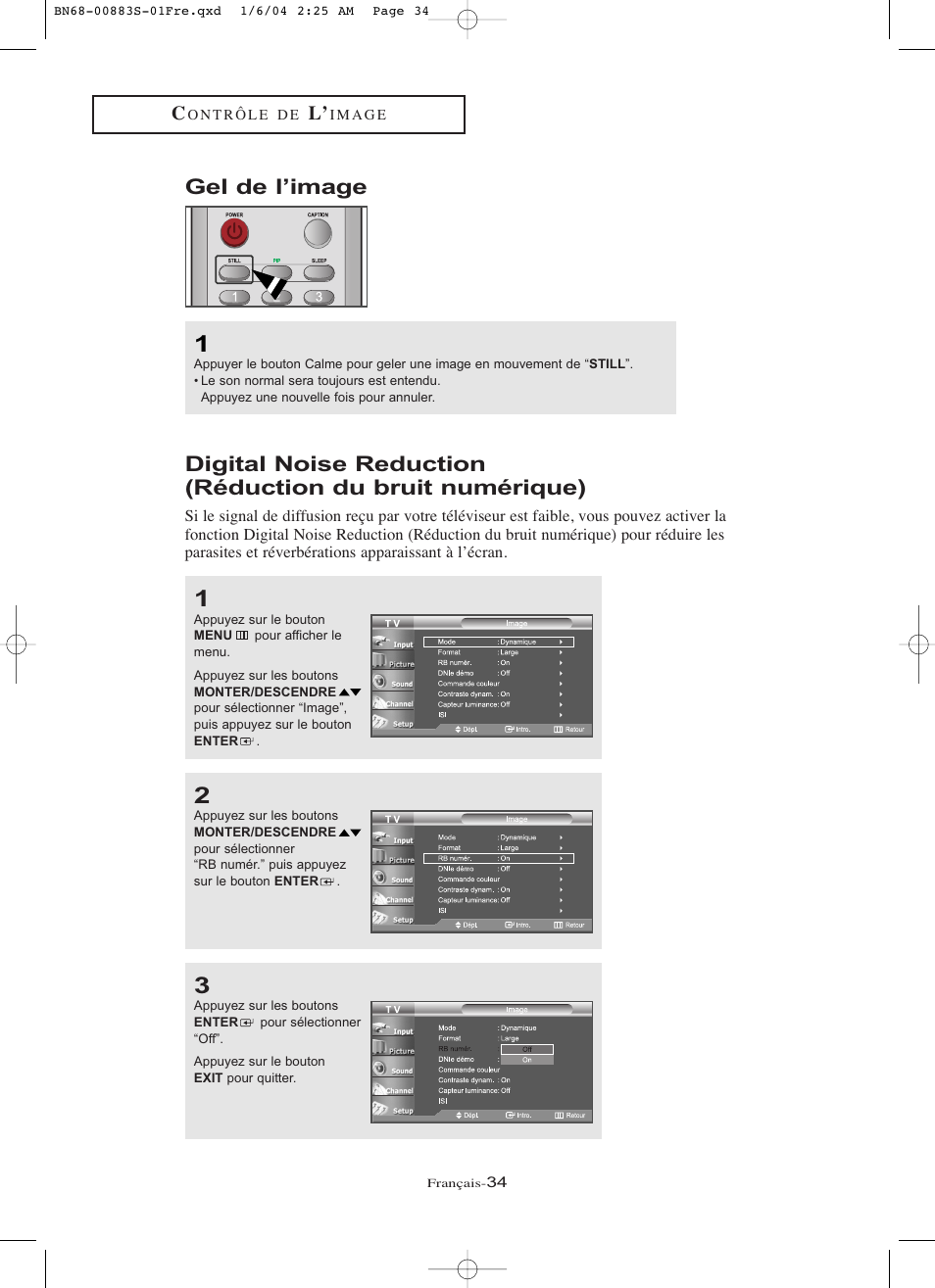 Gel de l’image | Samsung LNR238WXCX-XAA User Manual | Page 125 / 258