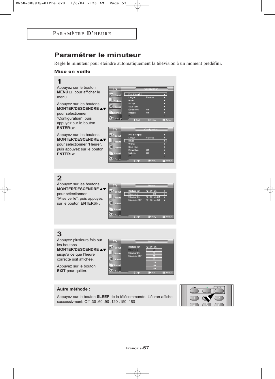 Paramétrer le minuteur | Samsung LNR238WXCX-XAA User Manual | Page 148 / 258
