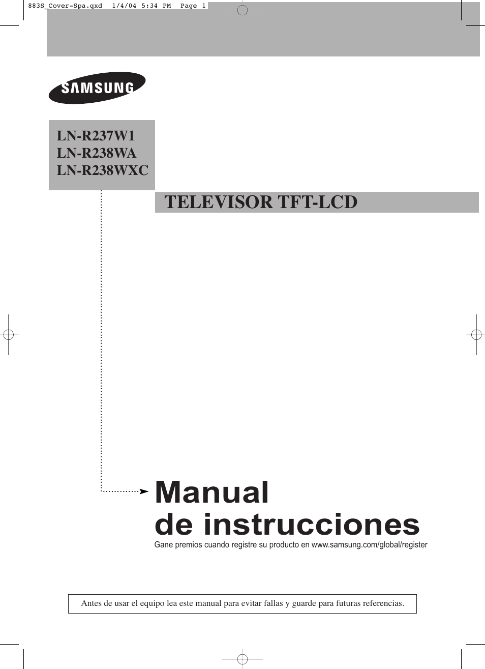 Manual de instrucciones, Televisor tft-lcd | Samsung LNR238WXCX-XAA User Manual | Page 173 / 258