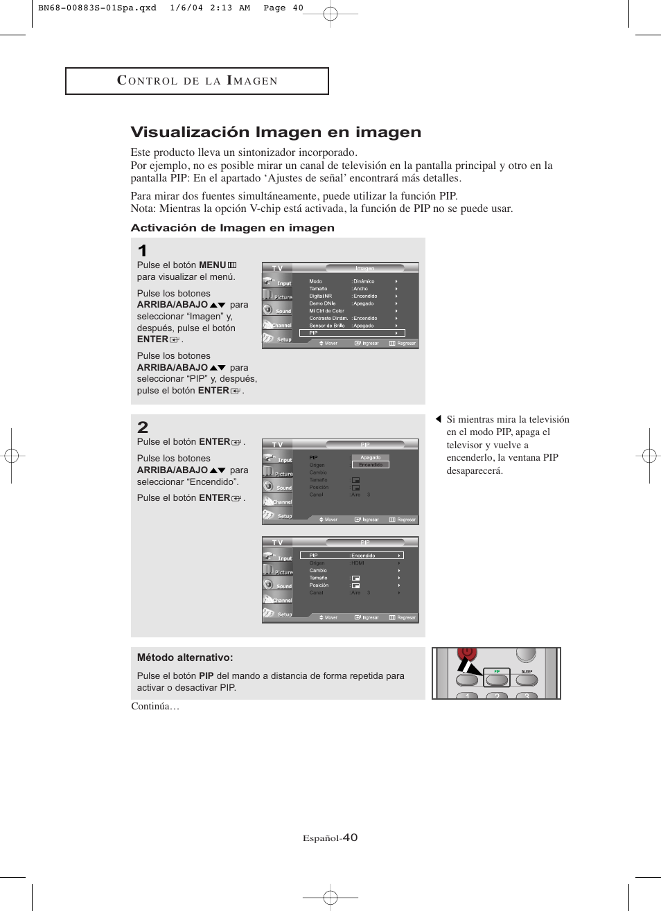 Visualización imagen en imagen | Samsung LNR238WXCX-XAA User Manual | Page 217 / 258