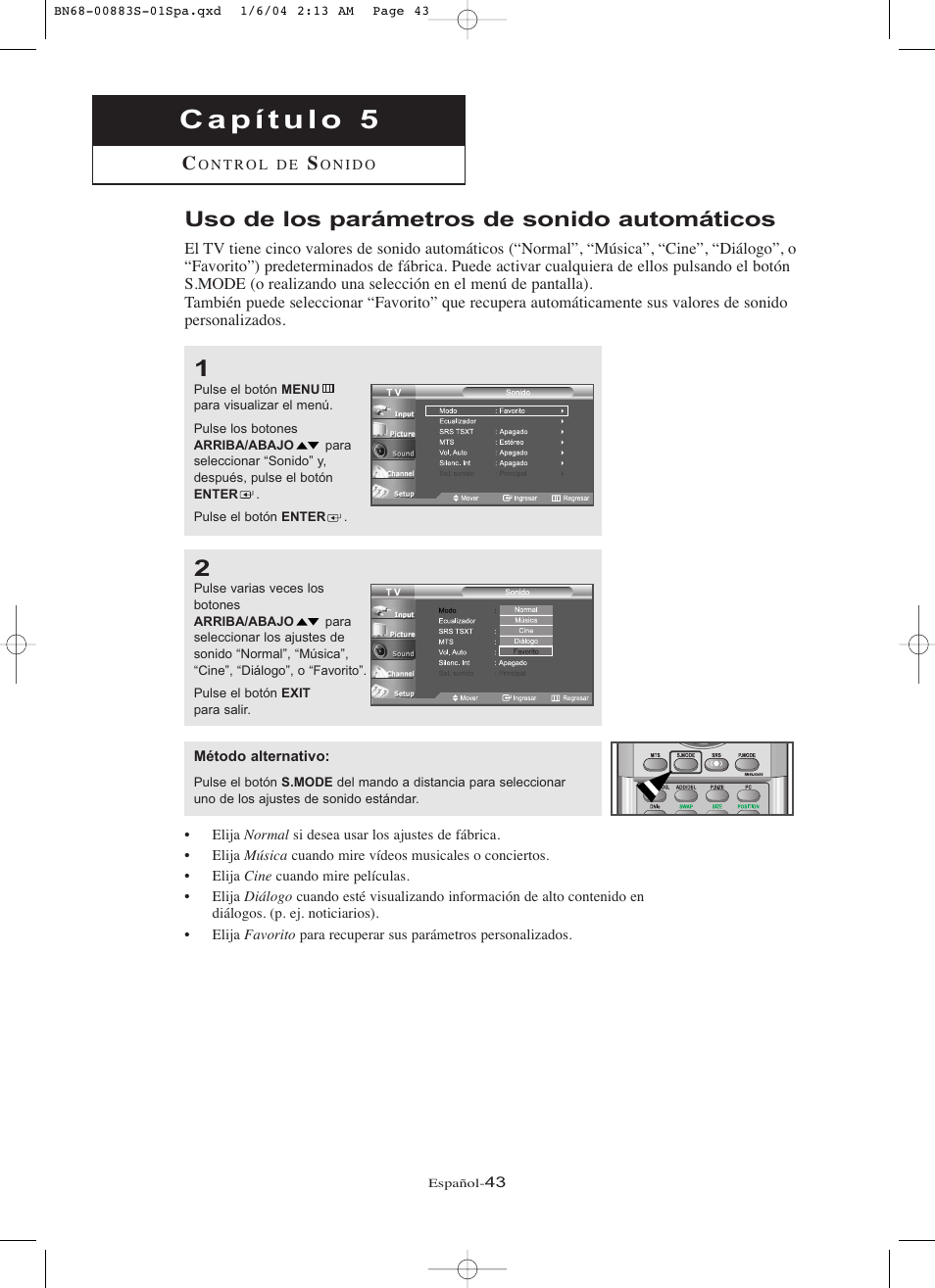 Uso de los parámetros de sonido automáticos | Samsung LNR238WXCX-XAA User Manual | Page 220 / 258