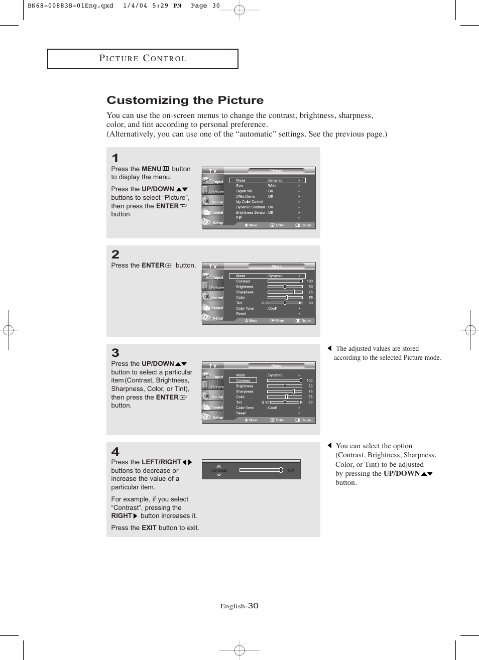 Customizing the picture | Samsung LNR238WXCX-XAA User Manual | Page 35 / 258