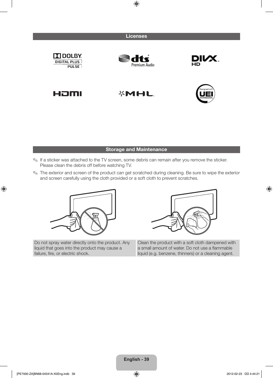 Samsung PN51E7000FFXZA User Manual | Page 39 / 45