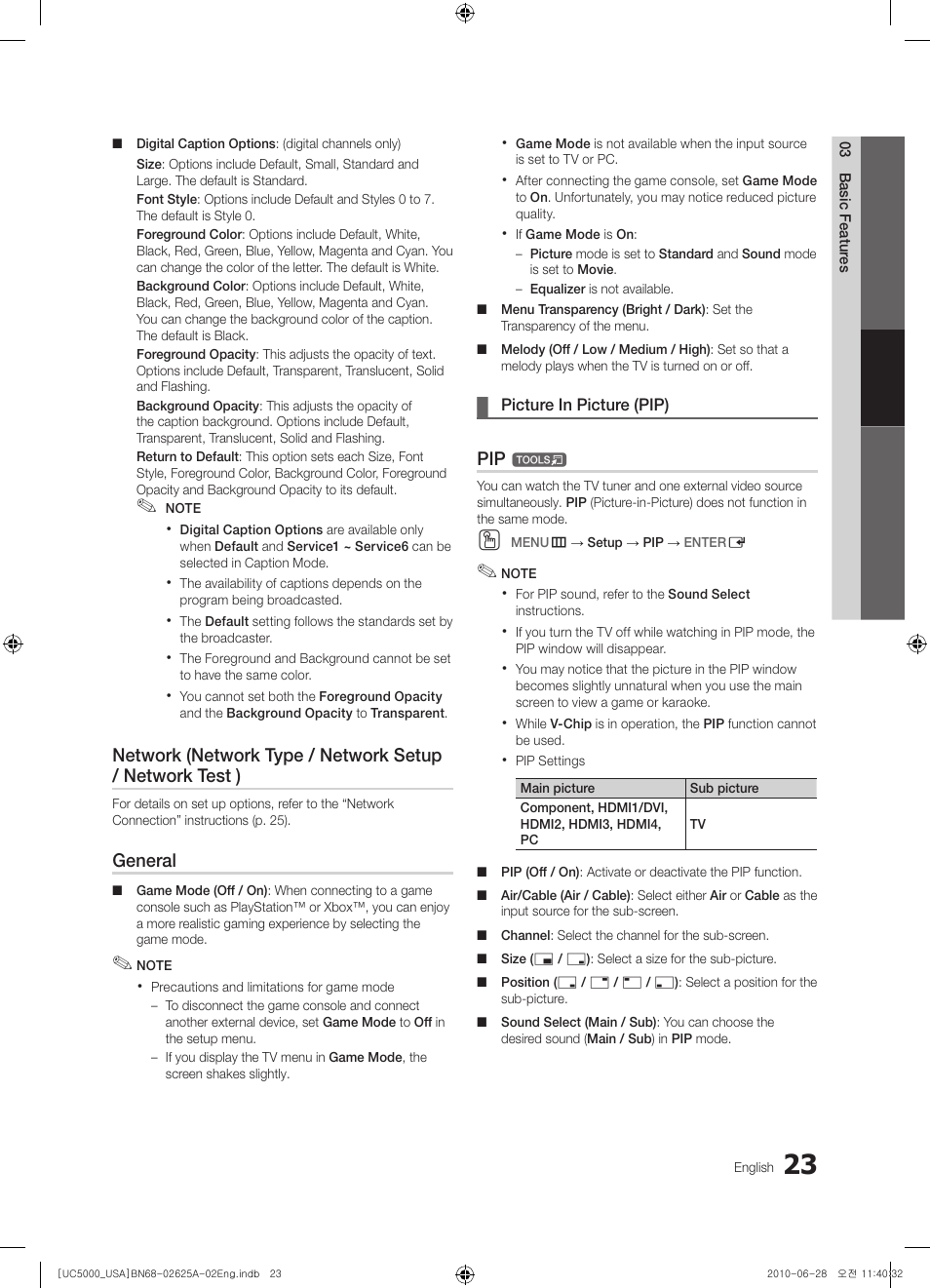 General | Samsung UN32C5000QFXZA User Manual | Page 23 / 54