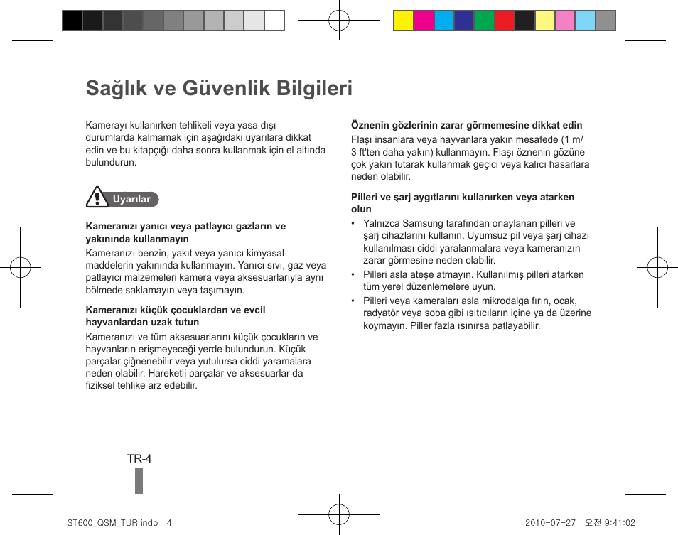 Sağlık ve güvenlik bilgileri | Samsung EC-ST600ZBPLUS User Manual | Page 22 / 40