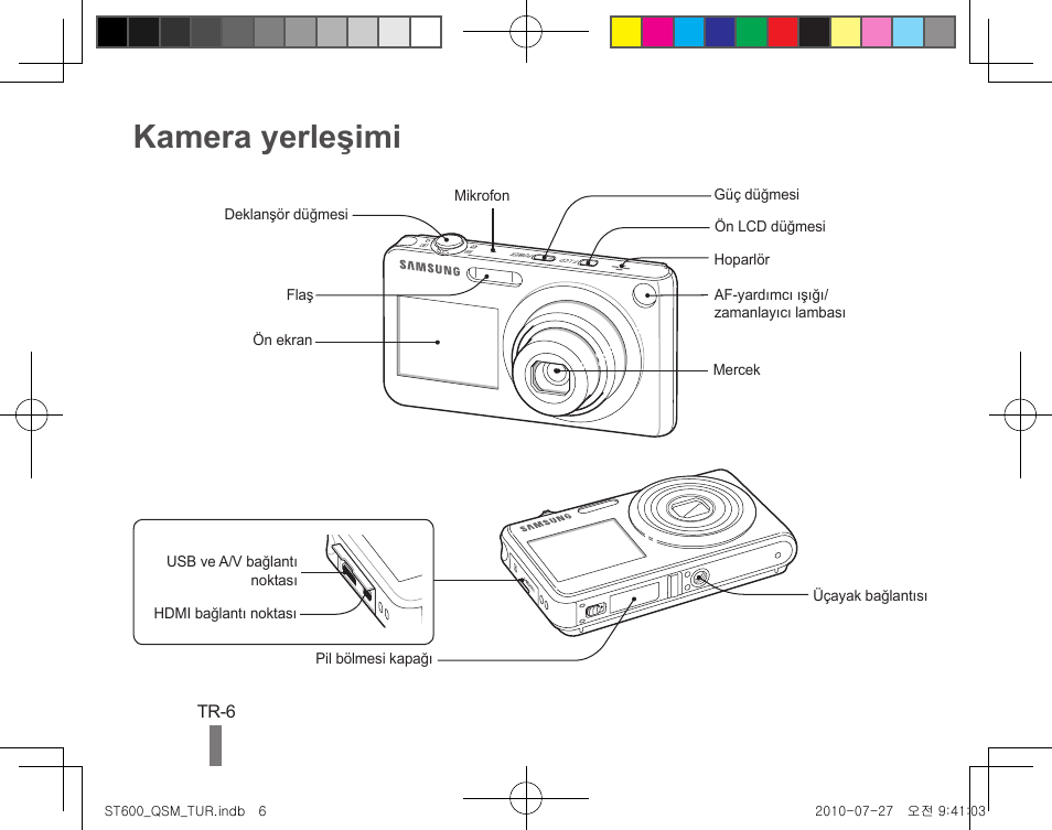 Kamera yerleşimi | Samsung EC-ST600ZBPLUS User Manual | Page 24 / 40