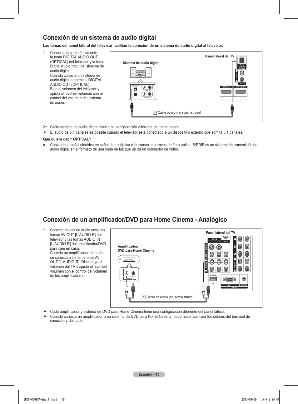 Conexión de un sistema de audio digital | Samsung HLT5087SAX-XAA User Manual | Page 174 / 236