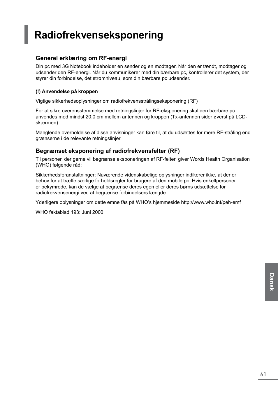 Radiofrekvenseksponering | Samsung XE550C22-A01US User Manual | Page 61 / 87