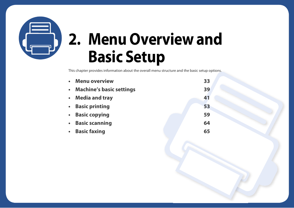 Menu overview and basic setup | Samsung SCX-3405W-XAC User Manual | Page 32 / 331