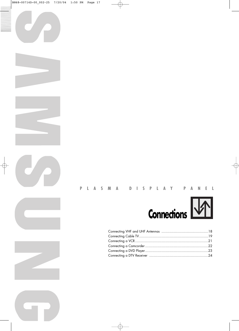 Connections | Samsung PL50D4HX-STR User Manual | Page 17 / 112