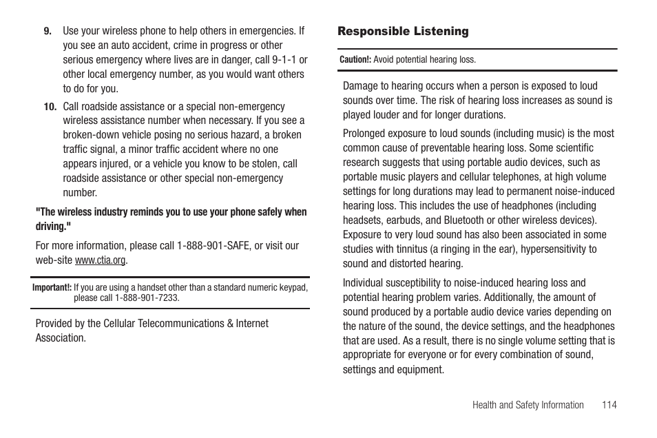 Responsible listening | Samsung SCH-R630LBAUSC User Manual | Page 117 / 139