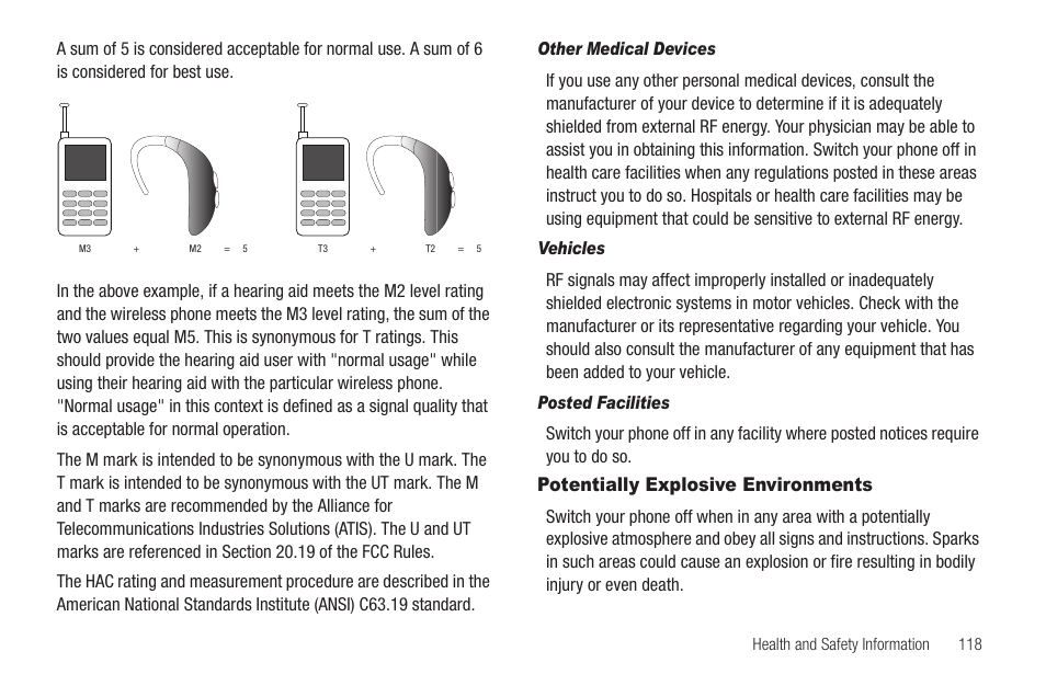 Other medical devices, Vehicles, Posted facilities | Potentially explosive environments | Samsung SCH-R630LBAUSC User Manual | Page 121 / 139