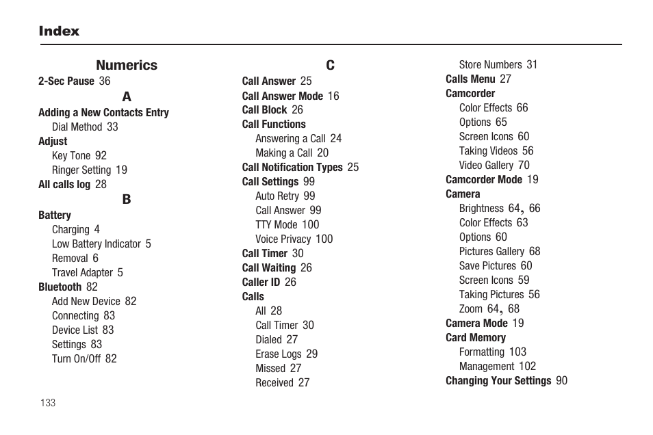 Index, Numerics | Samsung SCH-R630LBAUSC User Manual | Page 136 / 139
