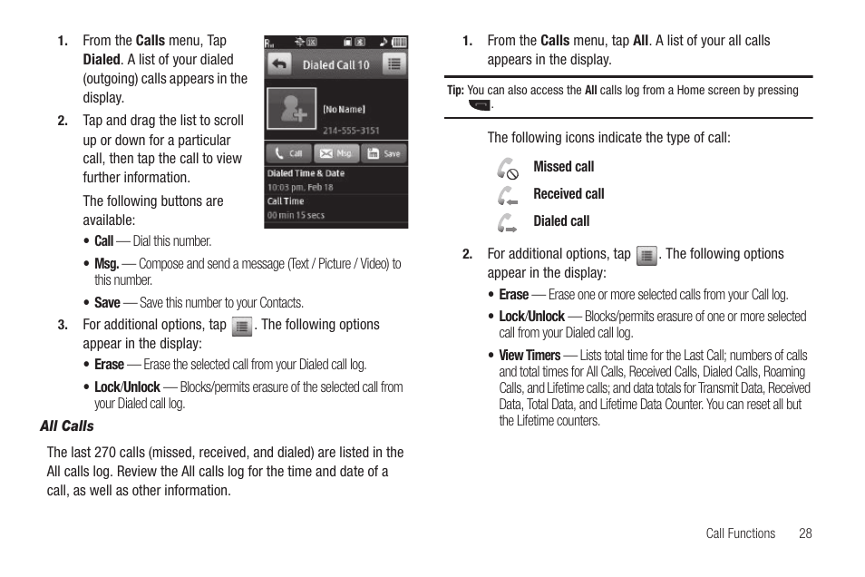 All calls | Samsung SCH-R630LBAUSC User Manual | Page 31 / 139