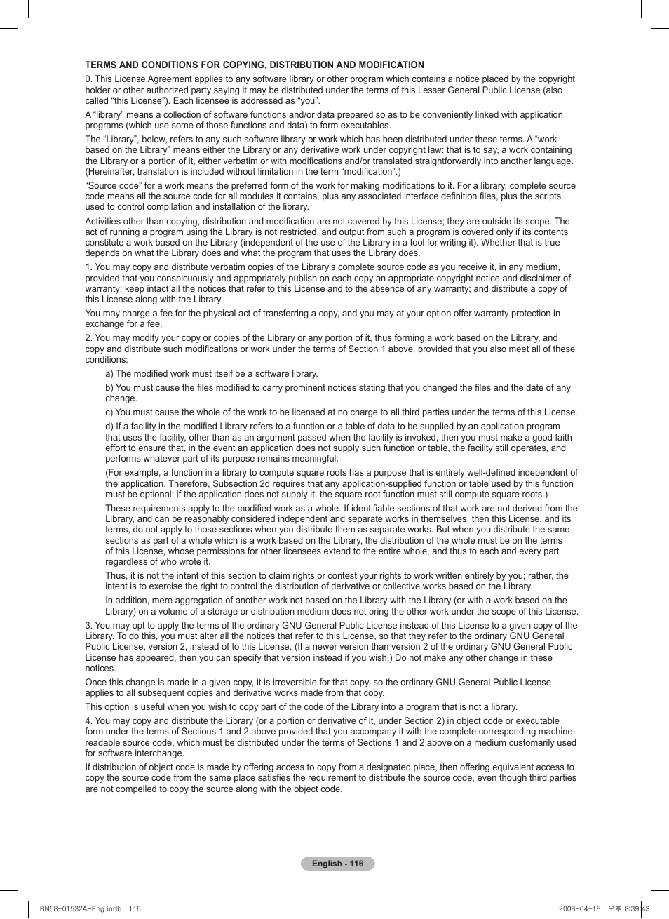 Samsung PN50A650T1FXZA User Manual | Page 116 / 232